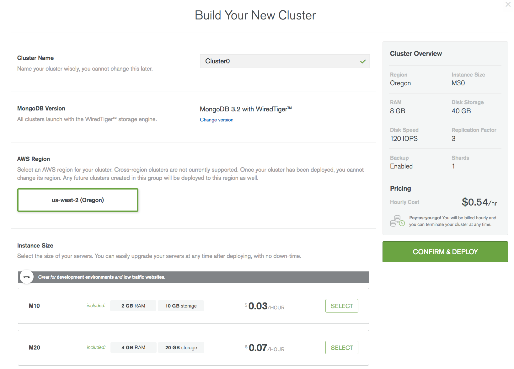 MongoDB Atlas - Selecting the region